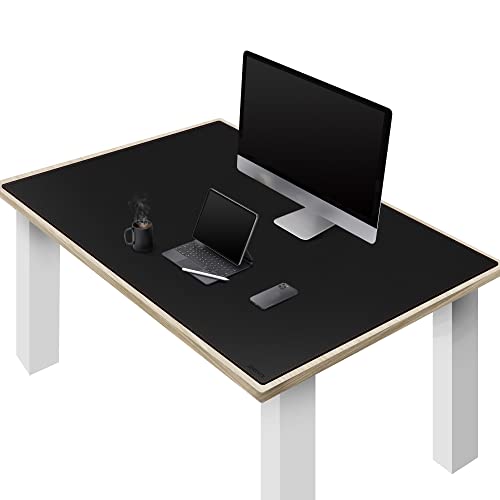 ZORESYN PU Leather Desk pad Black(55.12" x 31.50") - Large Desk mat with Suede Base - Waterproof Gaming Mouse pad Table Mat Desktop Writing Pad for Home - color: Black, size: 55.1L x 31.5W inches