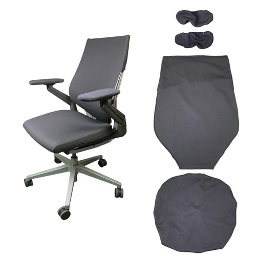 Suitable for Steelcase Gesture Chair Covers (4 Pieces Including armrest Covers) Breathable, Comfortable, and Slip-on (Night Owl Gray) - color: Night Owl Gray