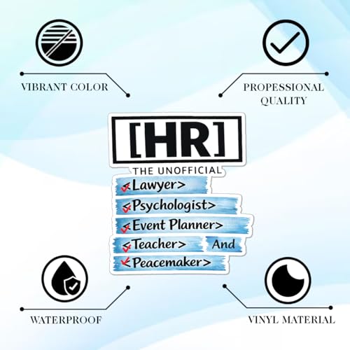 20PCS HR Stickers – Funny Human Resources Office Humor Vinyl Waterproof Stickers for Managers, Recruiters, Laptop, Water Bottle