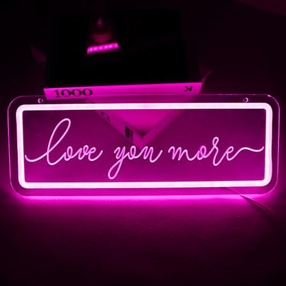 Love You More Neon Sign，LED Neon Lights For Wall Decor，Love Light Up Night Light For Bedroom Wedding Birthday Party Decoration Couple Lovers Valentine's Day Gift - style: love you more