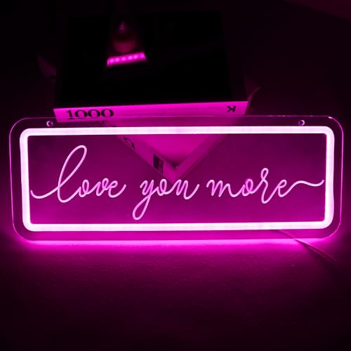 Love You More Neon Sign，LED Neon Lights For Wall Decor，Love Light Up Night Light For Bedroom Wedding Birthday Party Decoration Couple Lovers Valentine's Day Gift - style: love you more