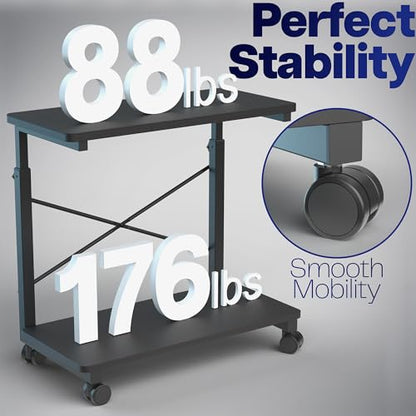 VIVO Large Mobile Adjustable 2-Tier PC Stand, Premium Gaming CPU Computer Tower and Mouse Storage, Rolling Floor Cart, Locking Caster Wheels, Black, CART-PC03P - style: Full Tower Premium Cart