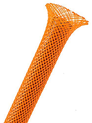 1/8" PET Expandable Braided Sleeving - Color: Orange - Length: 10FT - color: Orange, size: 0.125 Inch Dia - 10 Feet
