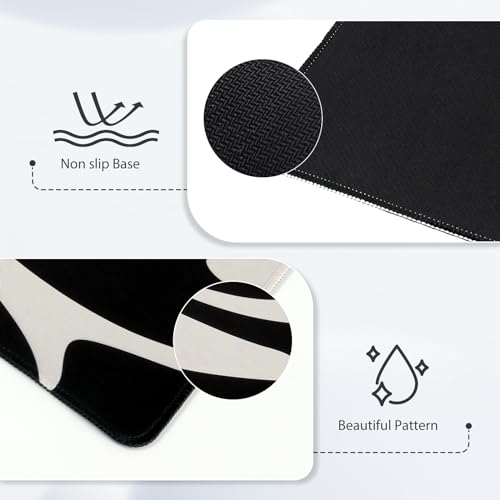 iCasso Desk Mat, XXL Large Gaming Mouse Pad, Anti-Slip Rubber Base Mousepad with Stitched Edges, Keyboard Mouse Mat Big Desk Pad for Work, Game, Office, Home, Zebra Black - color: Black Topographic