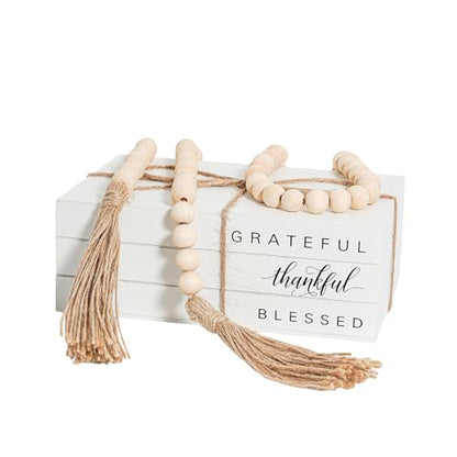 Decorative Books for Home Decor, Wooden Faux Book for Decoration, Farmhouse Stacked Display Books (GRATEFUL thankful BLESSED) - style: GRATEFUL thankful BLESSED