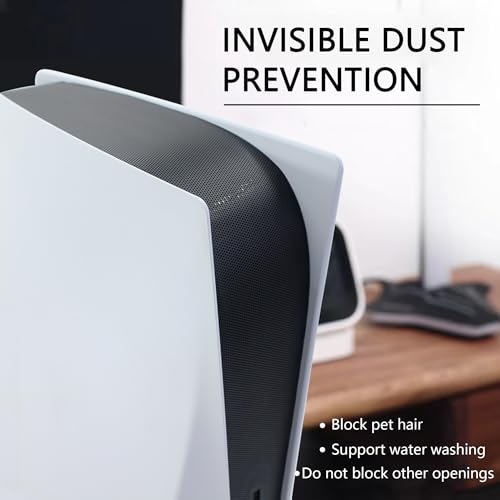 New Version 2.0 Dust Cover Net for PS5 Console, PS5 Heatsink Barrier Pets Hair Anti-dust Cover Dustproof for PlayStation 5 (Black) - color: BLACK