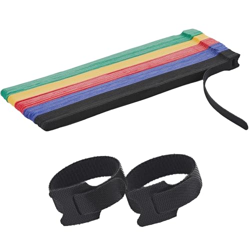 12 Inch Multi-Colour Cable Ties 50 PCS Reusable Fastening Cable Straps Adjustable Hook & Loop Organizer Straps Cords Management for Home, Office and Data Centers - color: 12 Inch 50 Pcs