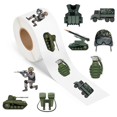 500 Pcs Military camo Stickers Roll Tactical Waterproof Vinyl Sticker for Water Bottles Scrapbook Birthday Party Decorations Supplies Favors School Teacher Classroom Reward Decals - color: Military Stickers