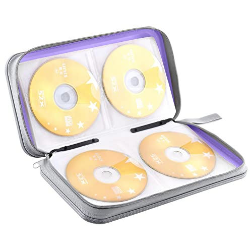 DVD Case, Bivisen CD Case Holder Wallet Binder 96 Capacity CD/DVD Cases Storage Holder Binder Organizer Wallet Book for Car Home Travel (Light Purple) - color: Light Purple