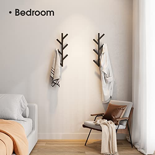 RRG Vertical Coat Rack Wall Mounted 16 Inch, Metal Vertical Hat Rack for Wall, Modern Coat Rack Tree for Hats, Jackets, Bags, Entryway Bedroom (Height 16") - color: Black