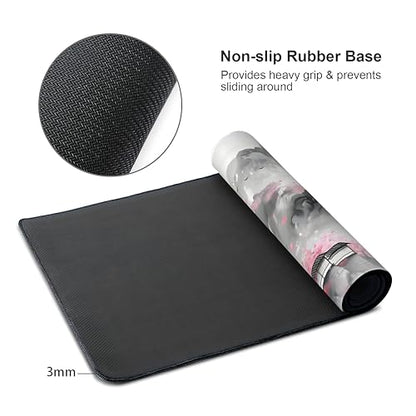 Japanese Cherry Blossom Large Mouse Pad,Gaming Keyboard Desk Pad,Extended Mouse Mat Non-Slip Rubber Base with Stitched Edges for Office Game Home XXL 35.4"x15.7" - color: Cherry Blossom, size: 35.4L x 15.7W inches