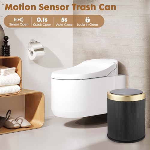 Smart Bathroom Trash Can Garbage Can with Lid, 2.8 Gallon Motion Sensor Trash Bin for Bathroom, Kitchen, Small Mini Trash Cans Black Automatic Diaper Trash Can-Dark Gray - color: Gray, size: 2.8 Gallon