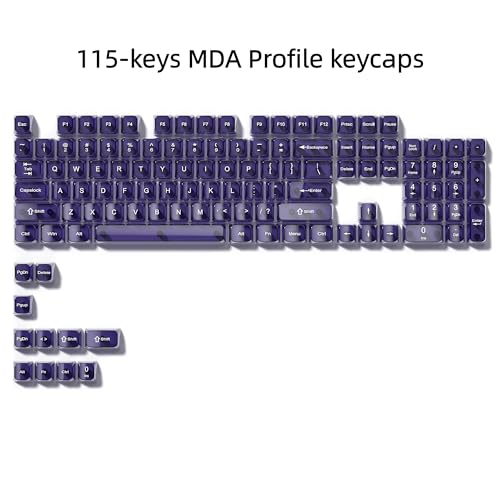 dagaladoo Purple Clear Keycaps,Glossy Jelly Keyboard caps tranlucent Set | Transparent keyboard keycaps ceramic style,MDA Profile,115 keys PC keycaps for Mechanical Keyboard with MX Switches - color: Purple