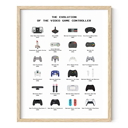 HAUS AND HUES Gamer Wall Decor - Boys Bedroom Posters, Teen Boys Video Game Room Decor, Gaming Poster (Beige Frame, 16x20) - color: Controller, size: 16"L x 20"W, style: Beige Framed