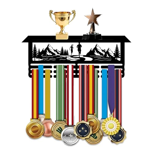 Resama Medal Hanger Holder Display Wall Rack Frame Shelf-Medal Hanger Awards Ribbon Soccer,Gymnastics,Holder Display Rack for 60 Medals - color: Running