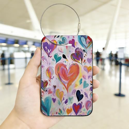 Vintage Colorful Heart ID Card Badge Holder with Wrist Lanyard, Portable Cards Protector, Cute Heart Pattern for Bus Cards Work Badges, Suitable for Women Men Friends - color: Heart