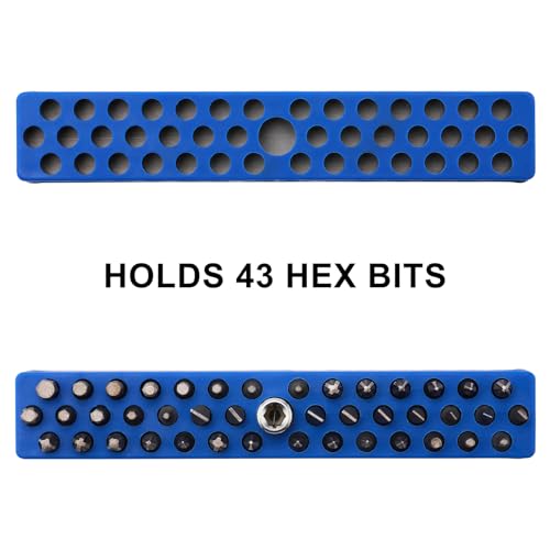 Mayouko 8PCS 1/4" Magnetic Hex Bit Holder Rack Organizer, 344 Holes, 1/4-Inch Drill Bit Holder, 8 Racks, Magnetic Bit Holder with Magnet Base for Screwdriver Bits - color: Red-2packs,blue-2packs,orange-2packs,green-2packs