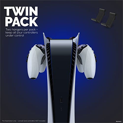 BRAINWAVZ PS5 Game Controller Console Holder Mount (2 Pack) for PS5 Dual Sense Gamepad, Hook-On Hanger Design, No Damage or Adhesive (Black) - color: White