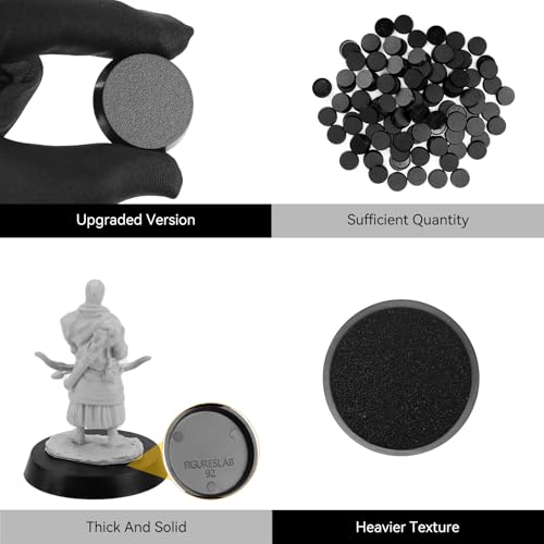 100PCS 28.5mm/1.12inch Textured Plastic Black Round Miniature Bases, Model Base for Gaming Miniatures or Wargames Table Top Games - color: 28.5mm-100pcs-black
