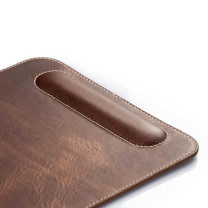 Londo Top Grain Leather Mouse Pad with Wrist Rest – Ergonomic Support, Non-Slip Base, Smooth Surface - color: Brown