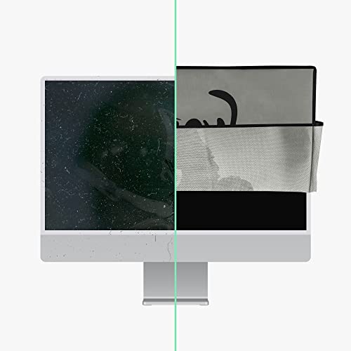 kwmobile Computer Monitor Cover Compatible with 24-26" monitor - Meow Cat Grey/Black