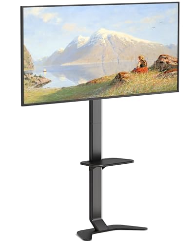 Ultra Slim Tall Floor TV Stand for 37-86 Inch TVs, Modern Curved Base with Shelf, Adjustable Height & Tilt, Space-Saving Design with Cable Management, Fits VESA 600x400mm, Black - color: Black, size: Tall - 61.8" H
