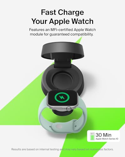 Belkin MagSafe Charger Compatible, 2-in-1 Wireless Charging Station, Qi2.2 25W Convertible Magnetic Charger for iPhone 17, Apple Watch Series 10, Google Pixel 10, and More (45W Adapter Included) - color: Black, style: 2 in 1
