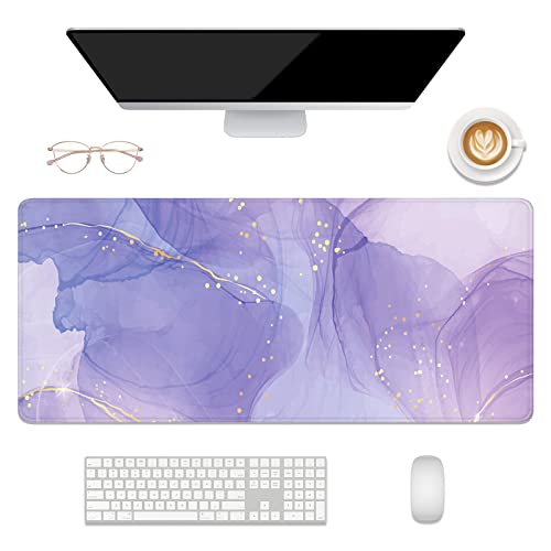 Desk Mat, 32" x 12" XXL Extended Large Gaming Mouse Pad, Desktop Decor Desk Pad, Cute Men Women Office Supplies and Accessories, XL Mouse Mat for Laptop & Keyboard, Minimalism Purple Marble - color: Minimalism Purple Marble, size: 32" x 12"