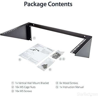 StarTech 6U Vertical Wall-Mount Patch Panel Rack, 19in, TAA (RK619WALLV) - size: 6U