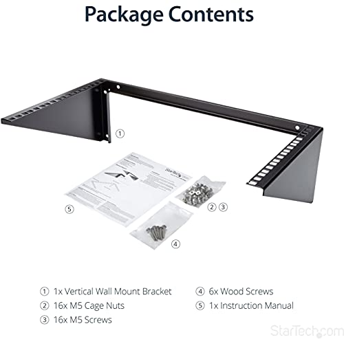 StarTech 6U Vertical Wall-Mount Patch Panel Rack, 19in, TAA (RK619WALLV) - size: 6U