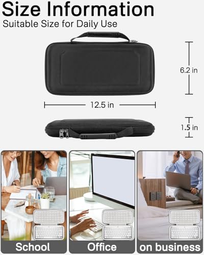 RAIACE Hard Storage Case Compatible with Logitech MX Keys Mini Advanced Illuminated Keyboard. (Case Only, Not Include The Device)- Black(Gray Lining)