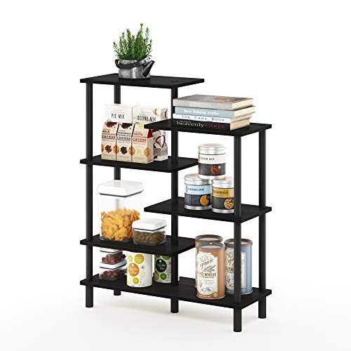 Furinno Turn-N-Tube 6-Tier Accent Display Rack, Espresso/Black - color: Espresso/Black, style: 6-Tiers, Side Ladder