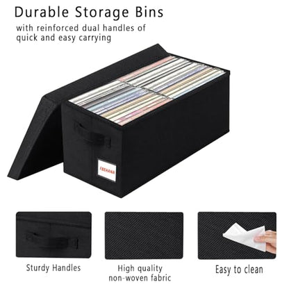 CD/DVD Storage Case - Perfect CD/DVD storage case universal, stackable DVD organizer with lid,2Pack CD holder 15.75 x 6.3 x 6.1 inches - can hold 90 CDS /40DVDS Black - size: 2pack black