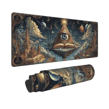 Gothic Masonic Mouse Pad Extended Large Gaming Mouse Pad XL Stitched Edges for Gamer Home Office 31.5 X 11.8 Inch - color: Gothic