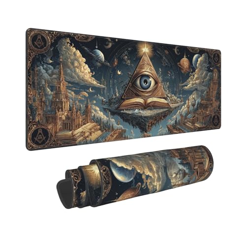 Gothic Masonic Mouse Pad Extended Large Gaming Mouse Pad XL Stitched Edges for Gamer Home Office 31.5 X 11.8 Inch - color: Gothic