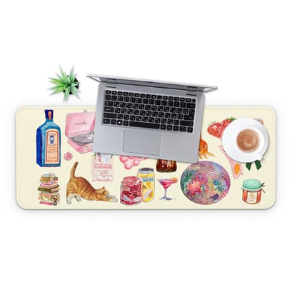 MAY FLOWER Gaming Mouse pad, Large Laptop Mousepad, Full Keyboard Mat, Long Computer Mouse Mat for Home and Office, Anti-Slip Rubber Base, 31.5 x 11.8 Inches (Cozy Stickers) - color: Cozy Stickers