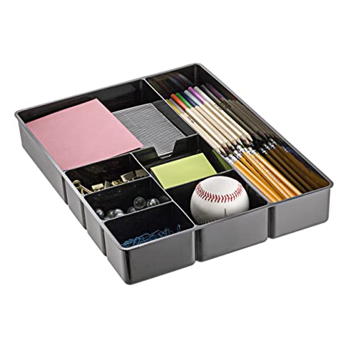 Officemate Deep Drawer Organizer Tray, 8 Compartments, 2 1/4"H x 15 1/8"W x 11 1/2"D, Black - size: (Pack of 1)