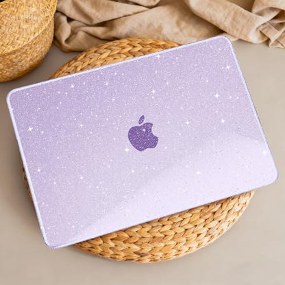 May Chen Compatible with MacBook Neo 13 inch Case 2026 Model A3404, Plastic Hard Shell,Keyboard Cover,Screen Protector,Dust Plug, for MacBook Neo 13" with A18 Pro Chip, Glitter Purple - color: Glitter Purple