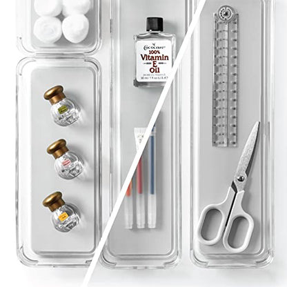 BINO | 4-Piece Drawer Organizer Bin Set - Grey, Small | THE MODULAR+ | Multi-Purpose Storage | Soft-Grip Lining and Non-Slip Rubber Feet | Durable | BPA-Free | Desk Drawer Organizer | Vanity - size: Small