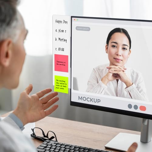 Crpich White Small Monitor Memo Board – 10.6" x 3.3", 2 Pack Acrylic Sticky Note Holders for Screen Side, Computer Desk Organizer - style: 10.6" X 3.3"-White-2Pack