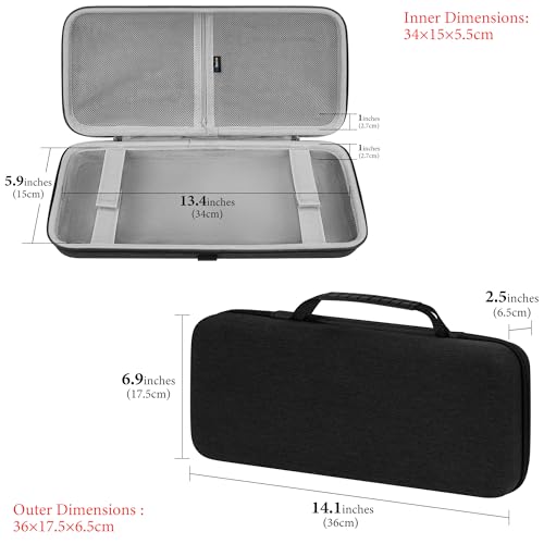 GEEKRIA 75% 84-Key Gaming Keyboard Case, Hard Shell Travel Carrying Bag, Compatible with Keychron K2 / K2 HE, Logitech POP Keys/MX Mechanical Mini, Aula F75 Pro / F75 75% (Extra Space) - size: Large