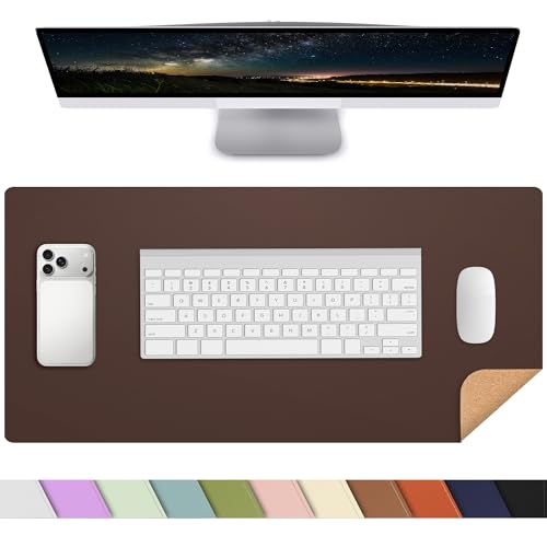 AFIING Cork Desk Mat, Coffee, 23.6" x 13.7",Desk Pad Protector | Dual-Sided & PU Leather, Waterproof, Non-Slip for Mouse Pad, Writing, Home Office& Laptop - color: Coffee, size: 23.6" x 13.7"