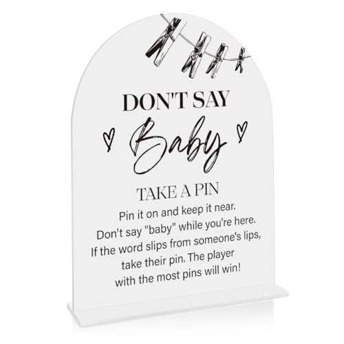 Dont Say Baby Baby Shower Game Sign Dont Say babys Sign babys Shower Game Decoration Shower Reception Event Party Table Desk Acrylic Decor 8x10 Inch - color: don't say baby
