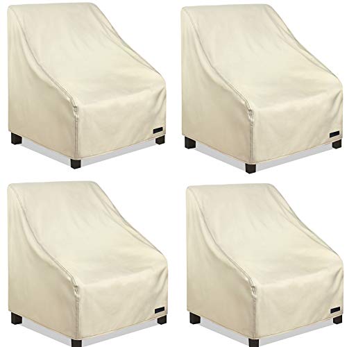 NettyPro Waterproof Patio Chair Covers 4 Pack, 600D Heavy Duty Outdoor Seat Cover, 26W x 28W x 28H inch, Beige - color: Beige, size: 4 Pack - 26 x 28 x 28 inch