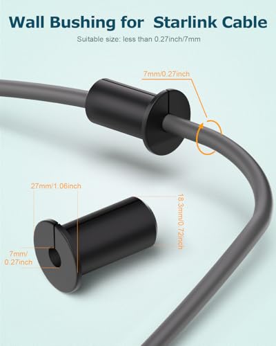 6 Pack Starlink Wall Grommets - 3/4 Inch Rubber Bushing Grommet for Starlink Dishy Ethernet Cable - 19mm Hole - Waterproof Cable Routing Kit - Black - color: Black, size: 6 PCS