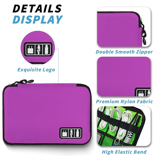 Electronics Organizer,Travel Cord Organizer Pouch, Portable Cable Organizer Bags,Travel Electronic Accessories Storage Case for Cables, Cords, Charger, Phone (Rosered) - color: A8-M-Rosered, size: Medium
