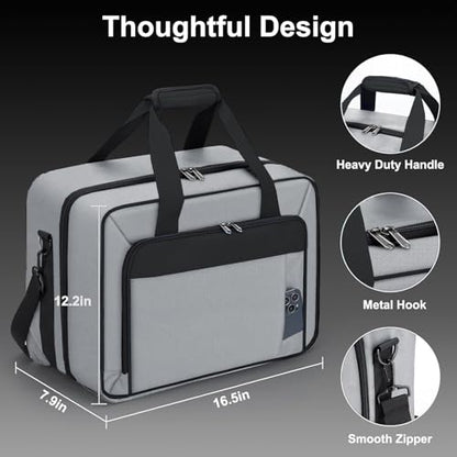 GDNasist Carrying Case Fit for PS5, Travel Thickened Protective Bag Compatible with Playstation 5 Console, Headset, PS5 Controller, Game Discs, and Gaming Accessories, Grey - color: Grey
