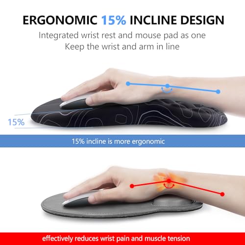 Mouse Pad Wrist Support, Laokiiy 2 in1 Keyboard Wrist Rest+ Ergonomic Mouse Pad, Non-Slip Wrist Rest for Computer Keyboard, Made Easy Typing & Relieve Wrist Pain(Black White) - color: Black White