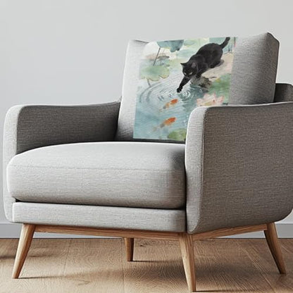 Recliner Slipcovers Recline Headrest Cover Cat Lotus Leaf Lotus Flower Sofa Armchair Headrest Cover Lounge Chair Headrests Protector Covers Not Easy to String - color: Cat Lotus Leaf Lotus Flower