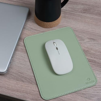 Faux Leather Mouse Pad 6 x 8 INCH – Elegant & Waterproof | Synthetic Leather, Non-Slip Rubber Base, Stitched Edges | Ideal for Laptop, Office, Travel (Light Green) - color: LIGHT GREEN